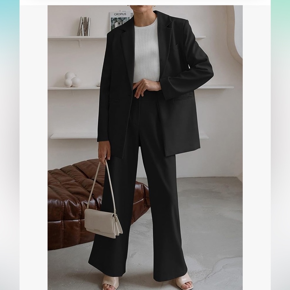 Pretty Garden Womens 2 Piece Blazer Jacket And Wide Leg Pants - Picture 6 of 7